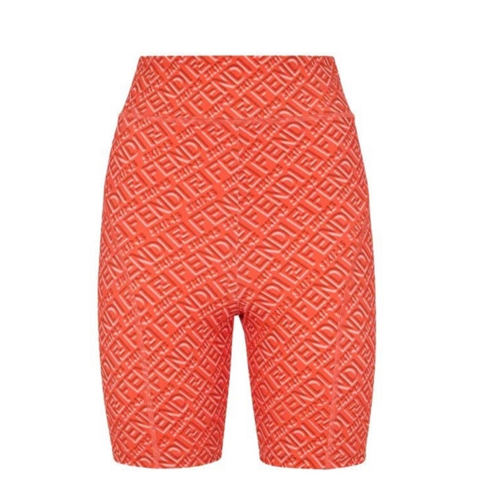 Fendi x Skims Orange Biker Swim Shorts XS AUTHENTIC Lycra Kim Kardashian